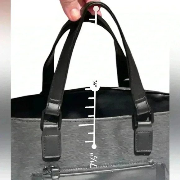 Loume structured tote bag crossbody zip closure easy clean black - Picture 4 of 12